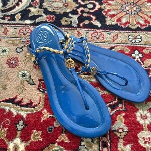 Tory Burch Blue Patent Sandals 9